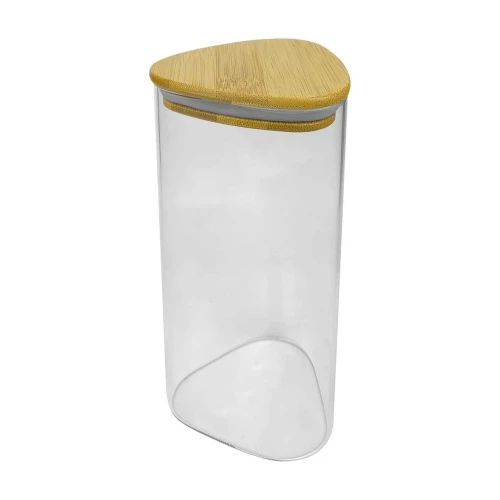 Pote de vidro hermético 550ml com tampa de bambu