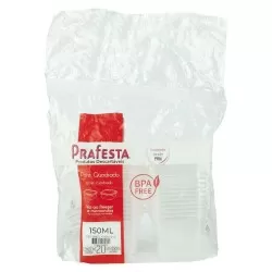 Pote plástico descartável quadrado para freezer e microondas 150ml com 20 unidades Prafesta