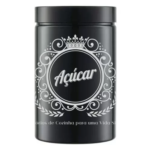 Pote plástico preto decorado açucar 1,500ml Bandeirante