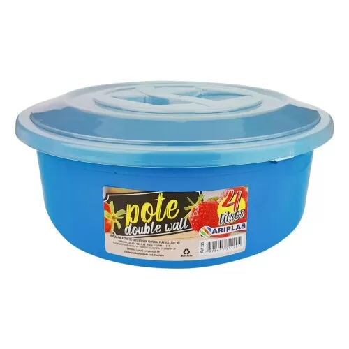 Pote plástico redondo double wall sortido 4000ml Ariplas