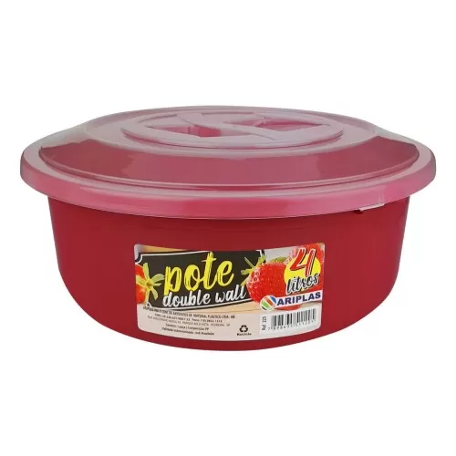 Pote plástico redondo double wall sortido 4000ml Ariplas