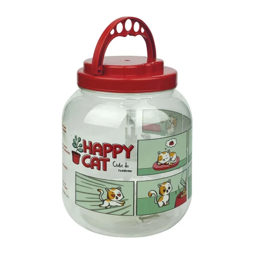 Pote plástico transparente decorado cat 2200ml Panamby