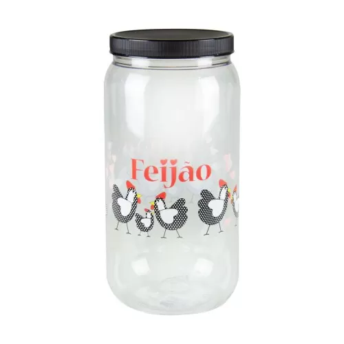 Pote plástico transparente decorado para feijão 2700ml Bandeirante