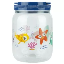 Pote plástico transparente decorado peixes 1700ml Bandeirantes