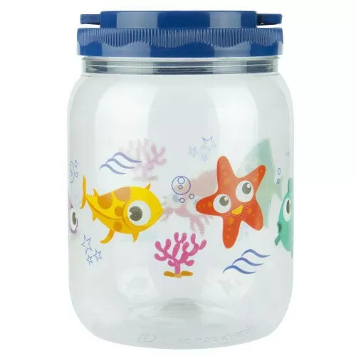 Pote plástico transparente decorado peixes 1700ml Bandeirantes