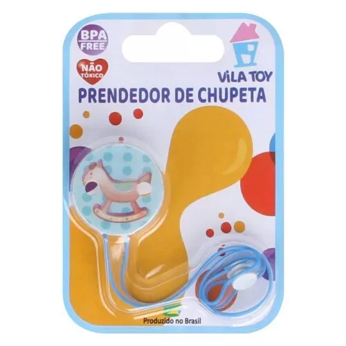 Prendedor de chupeta decorado azul Vila Toy