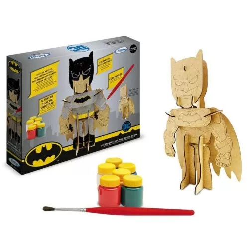 Quebra-cabeça de madeira 3D Batman para colorir 18 peças 29x19cm Xalingo