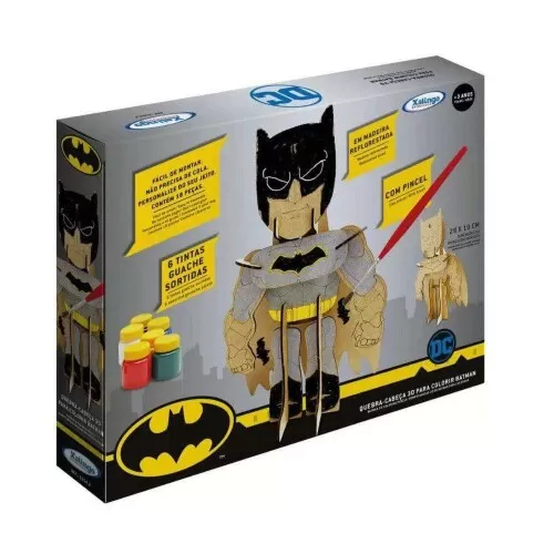 Quebra-cabeça de madeira 3D Batman para colorir 18 peças 29x19cm Xalingo