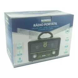 Rádio portátil retrô SW/USB/BLUE/TF/AUX 5W/RMS Alfacell