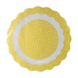 Renda celofane redonda 48cm azulejo amarelo com 50 unidades Cromus