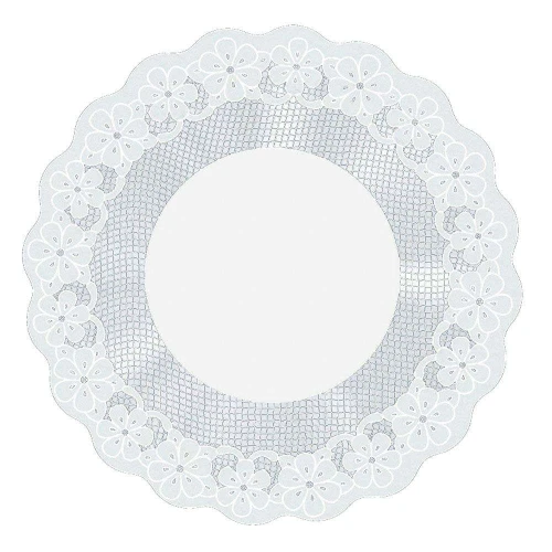 Renda celofane redonda 68cm Rechilieu branco com 50 unidades Cromus