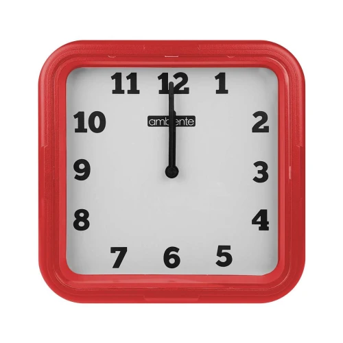 Relógio de parede quadrado 22cm liso vermelho Sulclock