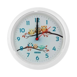 Relógio de parede redondo 24cm corujas branco Sulclock