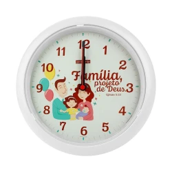 Relógio de parede redondo 24cm religioso branco Sulclock