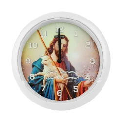 Relógio de parede redondo 24cm religioso branco Sulclock