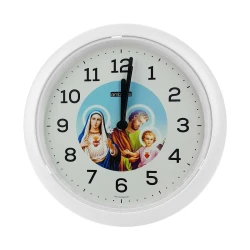 Relógio de parede redondo 24cm religioso branco Sulclock