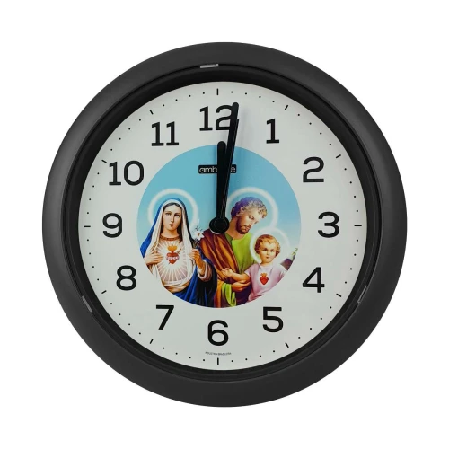 Relógio de parede redondo 24cm religioso preto Sulclock