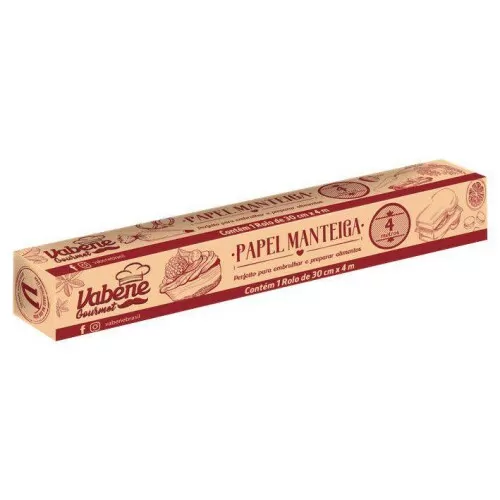 Rolo papel manteiga gourmet 30cmx4mt Vabene