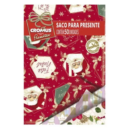 Saco metalizado natal 45cmx59cm sortido com 25 Cromus