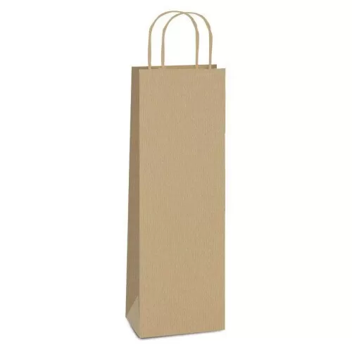 Sacola para presente papel 35cmx13cm kraft lisa para vinho Cromus