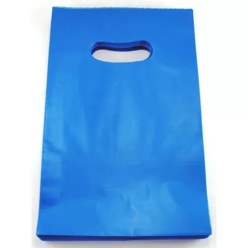 Sacola plástica para loja azul 16x20x0.15cm com 50 unidades Sustenplast