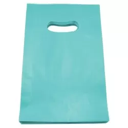 Sacola plástica para loja azul tifany 16x20x0.15cm com 50 unidades Sustenplast