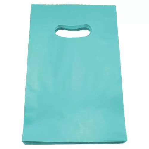 Sacola plástica para loja azul tifany 30x40x0,15cm com 25 unidades Sustenplast