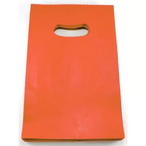 Sacola plástica para loja laranja 20x30x0.15cm com 50 unidades Sustenplast