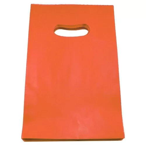 Sacola plástica para loja laranja 30x40x0.15cm com 25 unidades Sustenplast