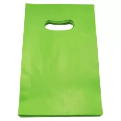 Sacola plástica para loja verde limão 16x20x0.15cm com 50 unidades Sustenplast