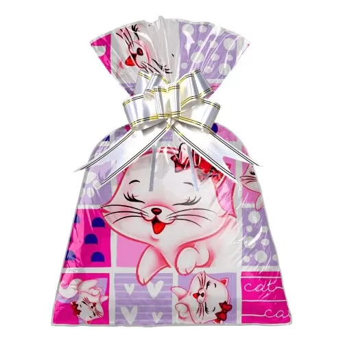 Saco metalizado 20cmx29cm infantil little cat com 50 Gala