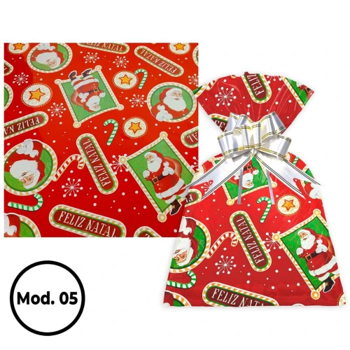 Saco metalizado natal 25x35cm sortido com 50 unidades Gala