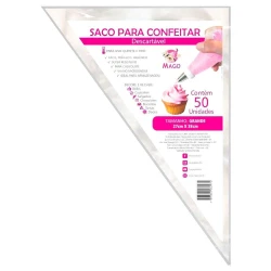 Saco para confeitar descartável grande 27x38cm com 50 unidades Mago