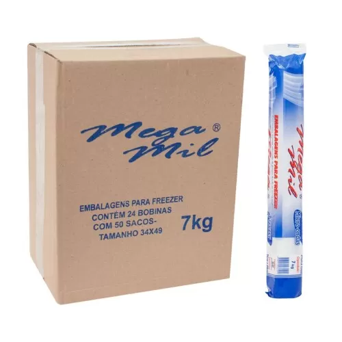 Saco para freezer 07kg rolo com 50 unidades Mega Mil