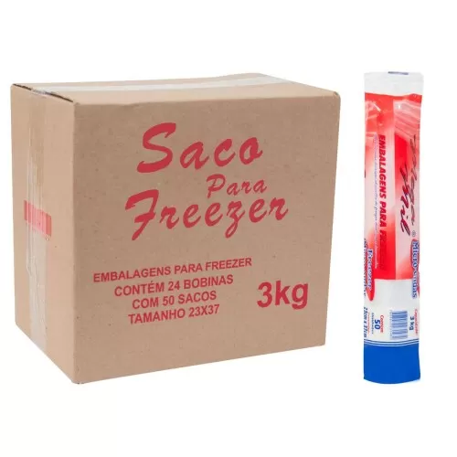 Saco para freezer 3kg rolo com 50 unidades Mega Mil