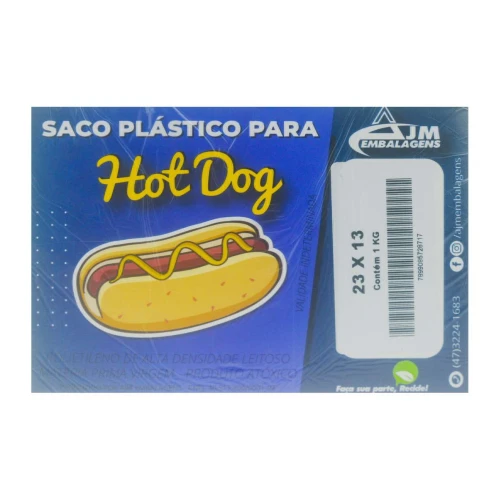 Saco plástico cachorro quente 23x13cm 1kg