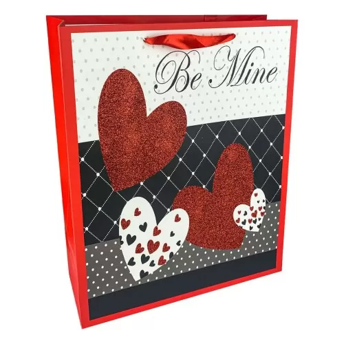 Sacola para presente papel 26x32cm decorada love glitter