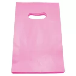 Sacola plástica para loja rosa bebê 16x20x0.15cm com 50 unidades Sustenplast