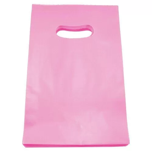 Sacola plástica para loja rosa bebê 20x30x0.15cm com 50 unidades Sustenplast