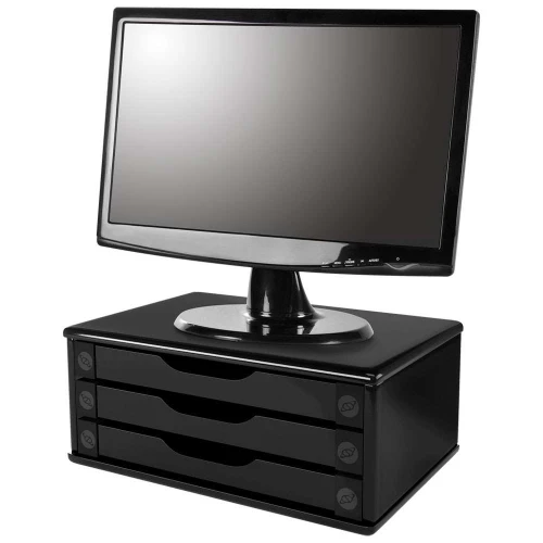 Suporte quadrado para monitor de mesa com 03 gavetas Souza