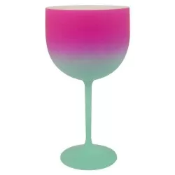 Taça acrílica para gin fosco degrade verde tiffany/rosa 500ml Neoplas