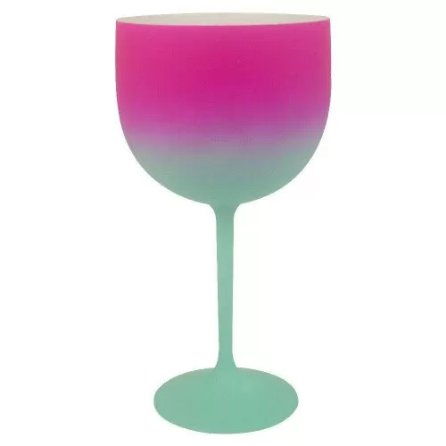 Taça acrílica para gin fosco degrade verde tiffany/rosa 500ml Neoplas