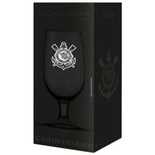 Taça de vidro floripa para chopp 300ml preta corinthians allmix