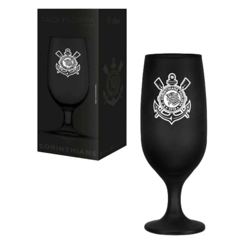 Taça de vidro floripa para chopp 300ml preta corinthians allmix