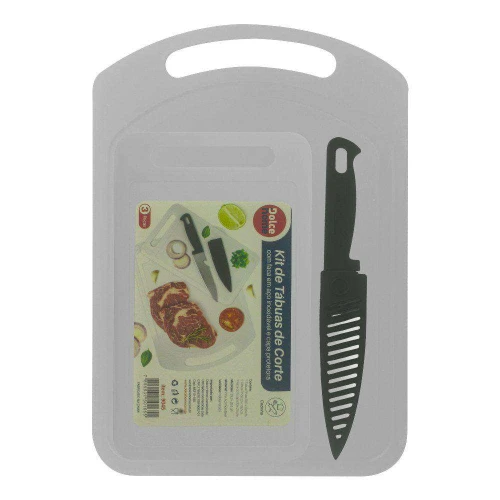 Tábua para carne kit com 02 peças + faca cores sortidas Dolce Home