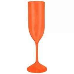 Taça acrílica para champanhe laranja neon 186ml