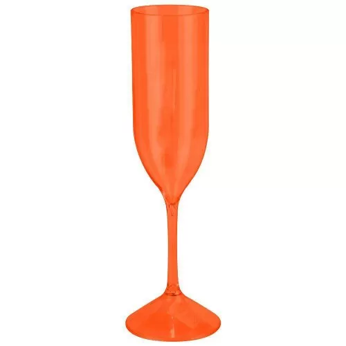 Taça acrílica para champanhe laranja neon 186ml