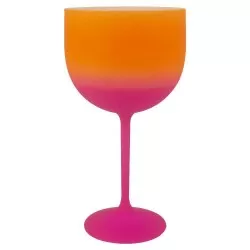 Taça acrílica para gin fosco degrade laranja/rosa 500ml Neoplas