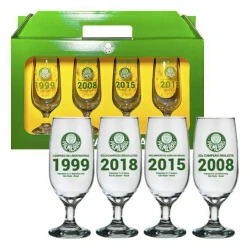 Taça de vidro floripa para chopp 300ml com 04 peças palmeiras allmix