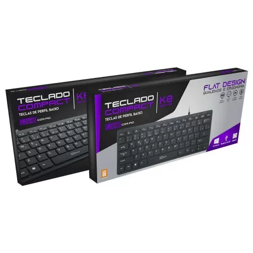 Teclado mini compact usb com fio 28cm preto K8 MBtech